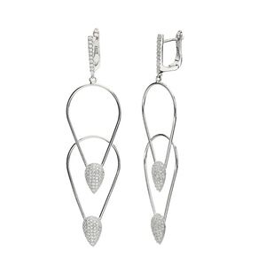 Sterling Silver Multi Pear Shaped Drop & Dangle Earrings with CZ